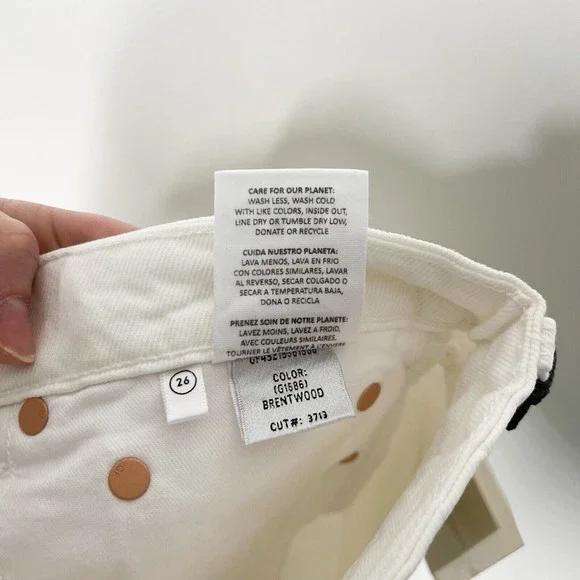 GRLFRND Karolina High Rise Straight Crop Jeans‎ White Frayed Hem Denim Sz 26 NEW - Picture 9 of 12